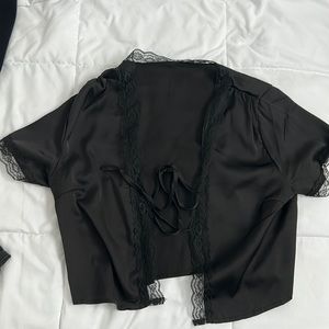 black lace cropped cover up
